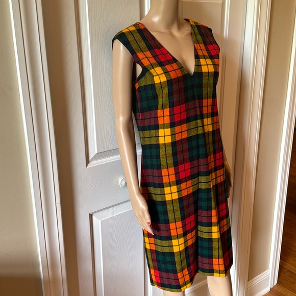 Vintage 1960s Bill Atkinson Glen of Michigan Jr. Retro Style Plaid Lined Dress - Picture 6 of 16